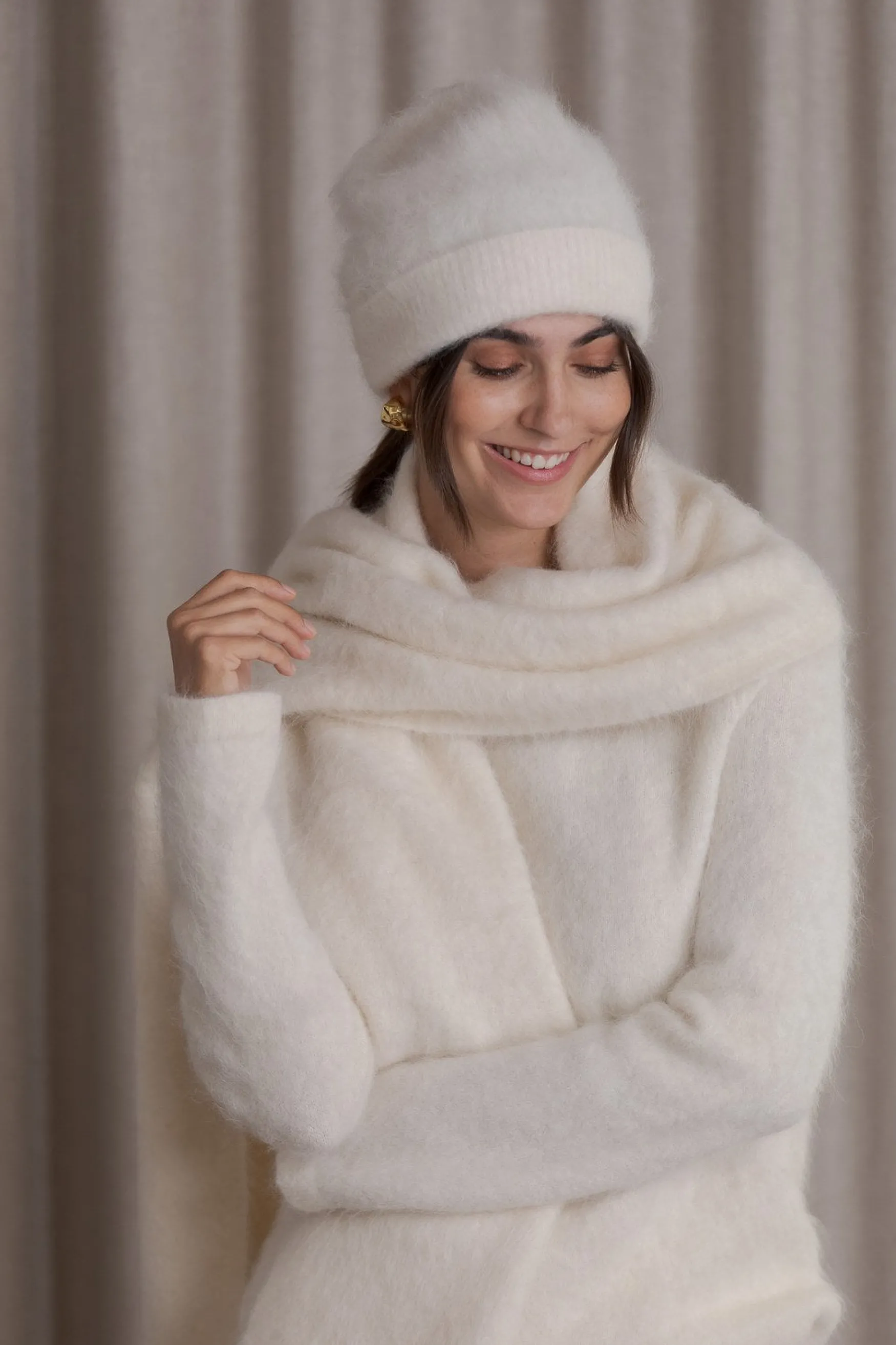 New Original Story Ally alpaca blend beanie, cream