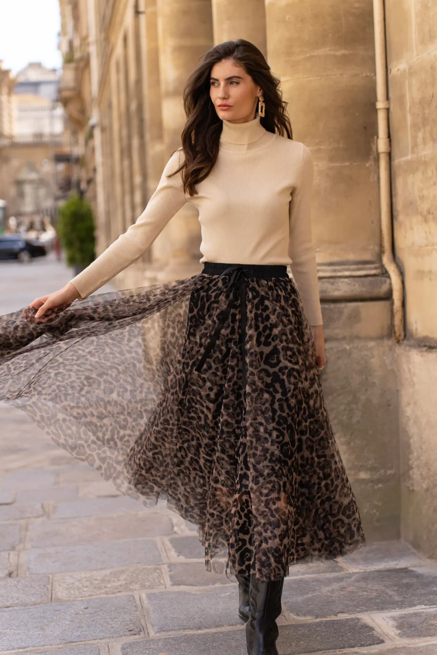 Sale Choklate Paris Aria leopard tulle skirt, beige