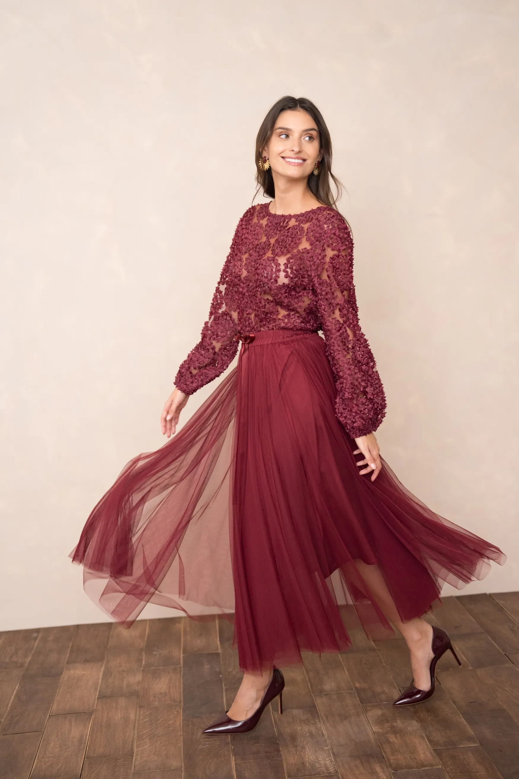 Best Choklate Paris Aria tulle skirt, bordeaux