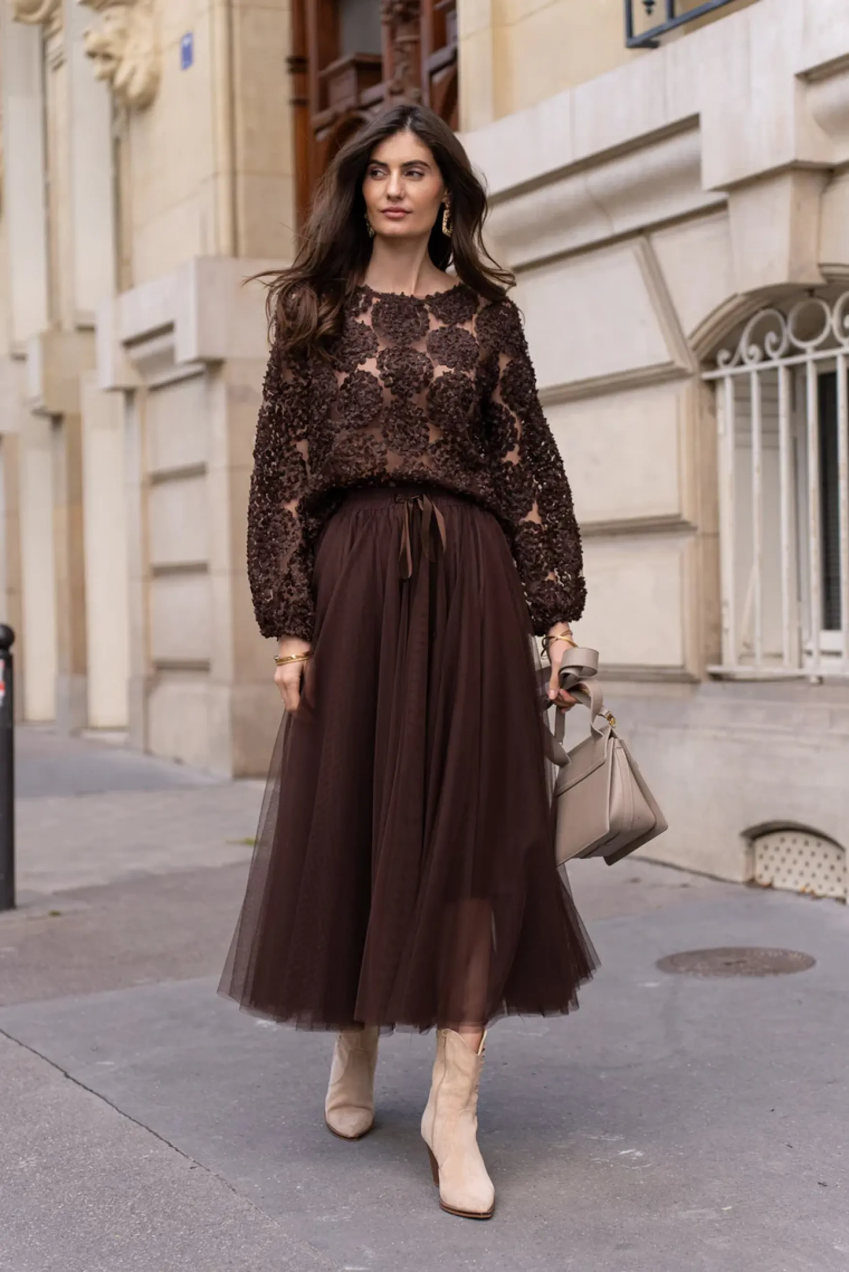 Sale Choklate Paris Aria tulle skirt, marron