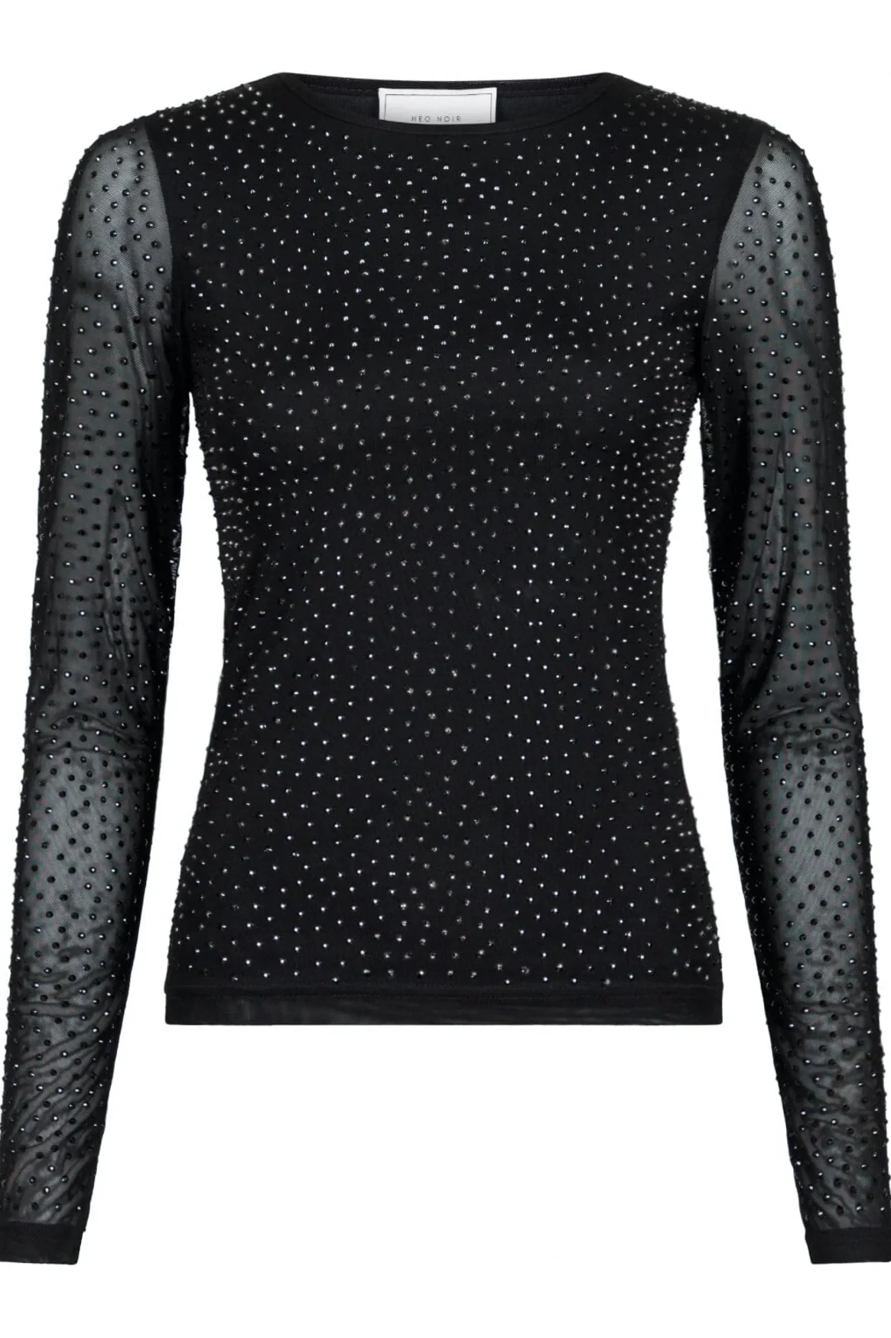 Sale Neo Noir Basira stone mesh blouse, black