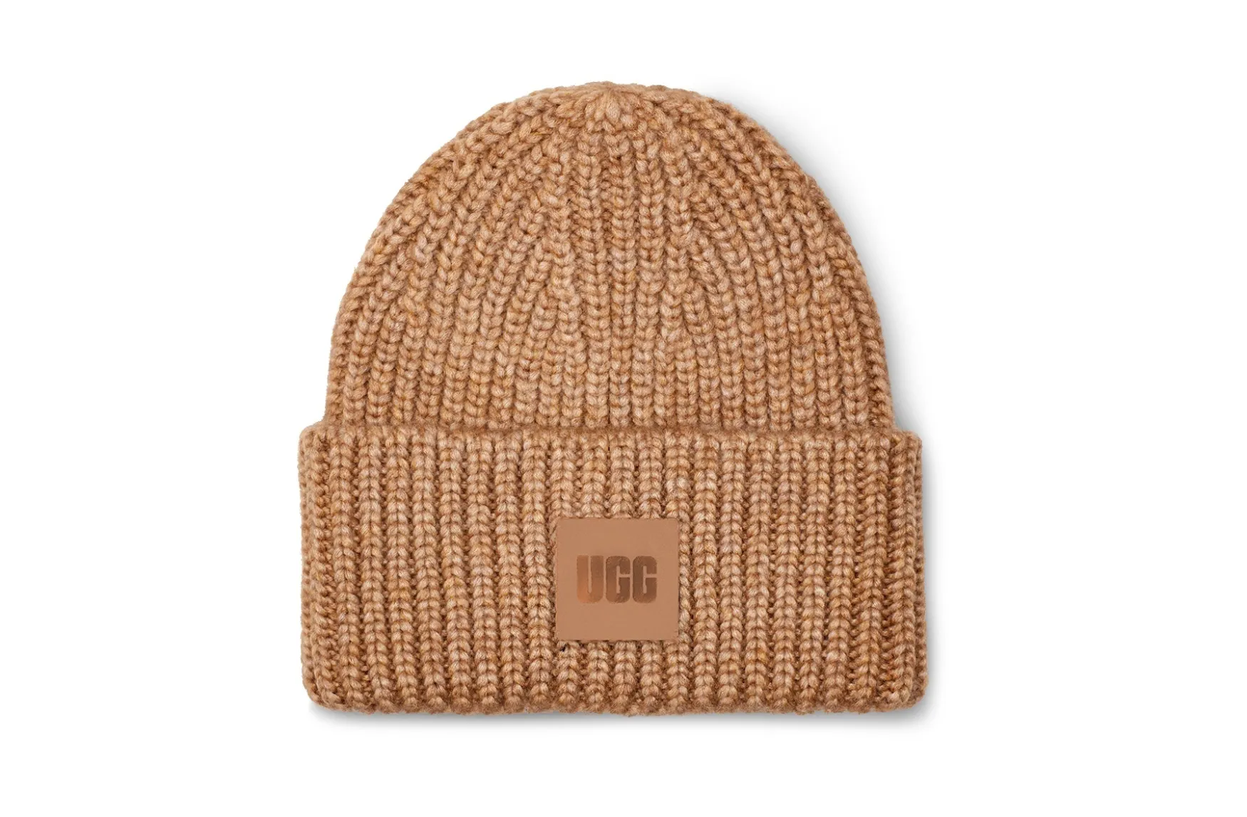 Discount UGG Chunky rib beanie w logo, camel