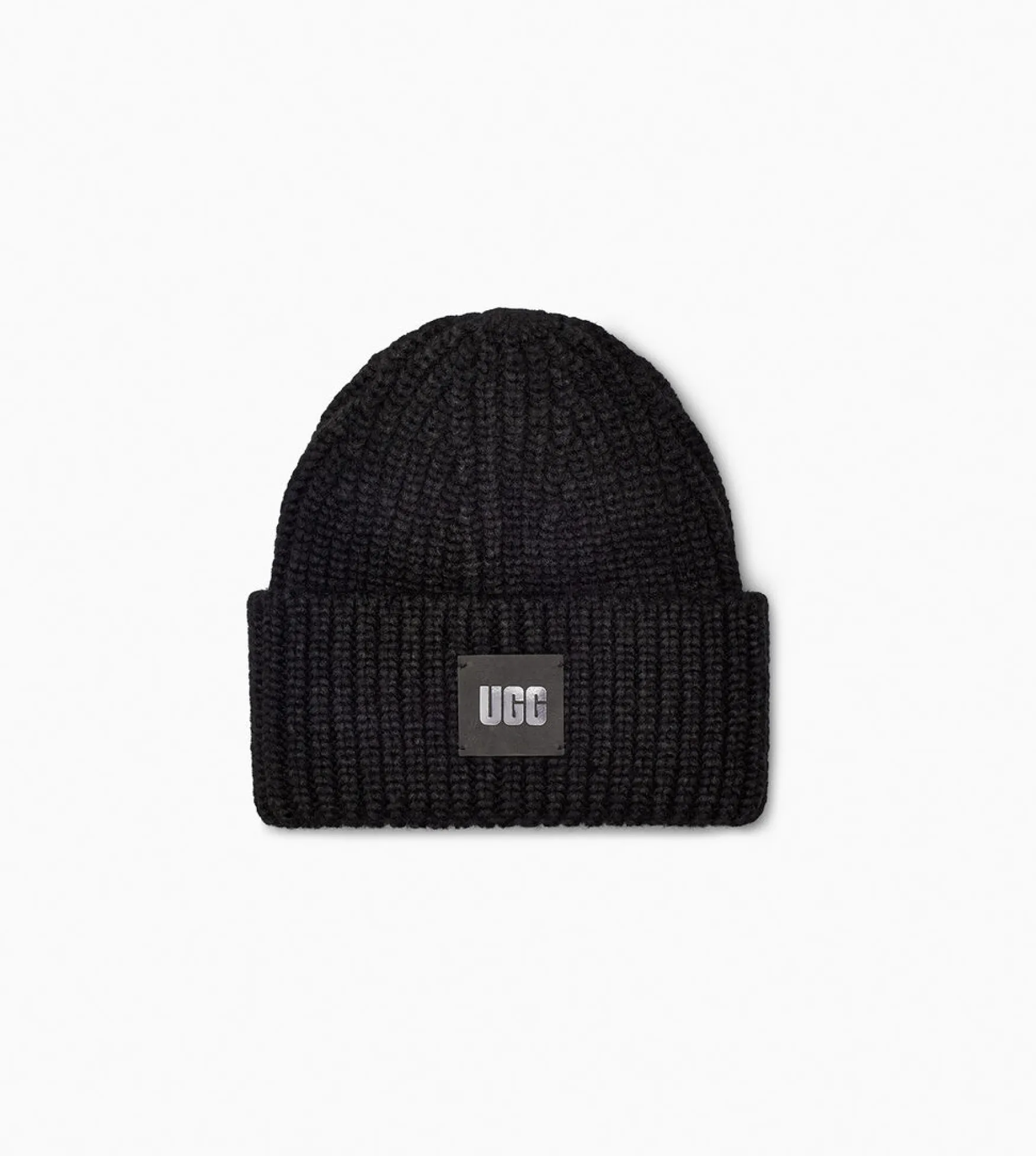 Online UGG Chunky rib beanie w logo, black