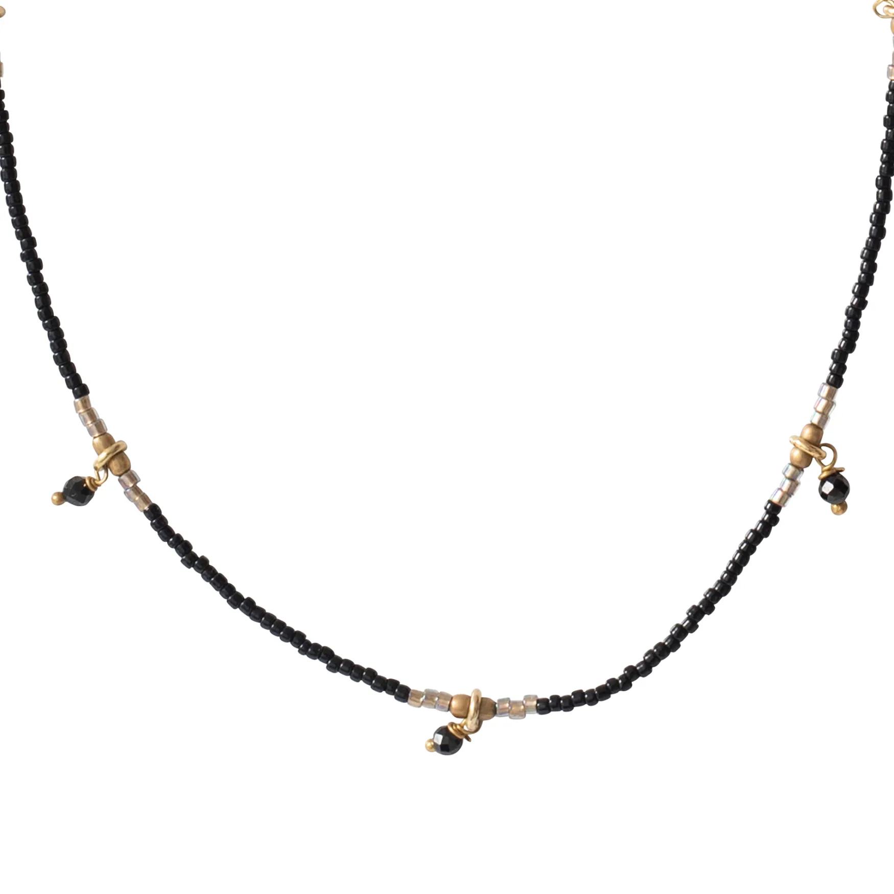 Clearance A Beautiful Story Cocoon black onyx gold necklace