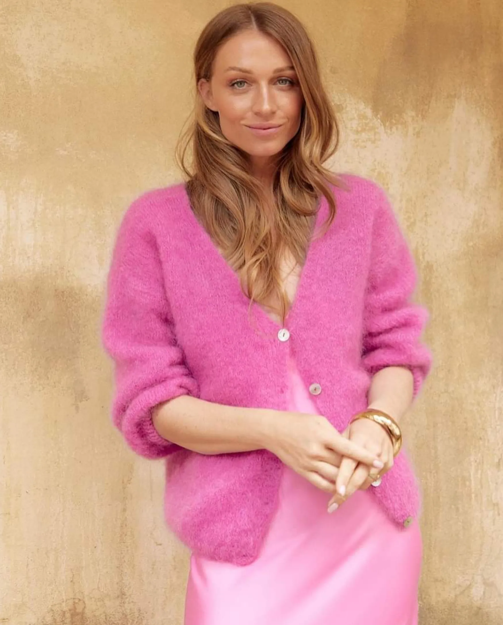 Fashion Americandreams Cornelia mohair cardigan, pink