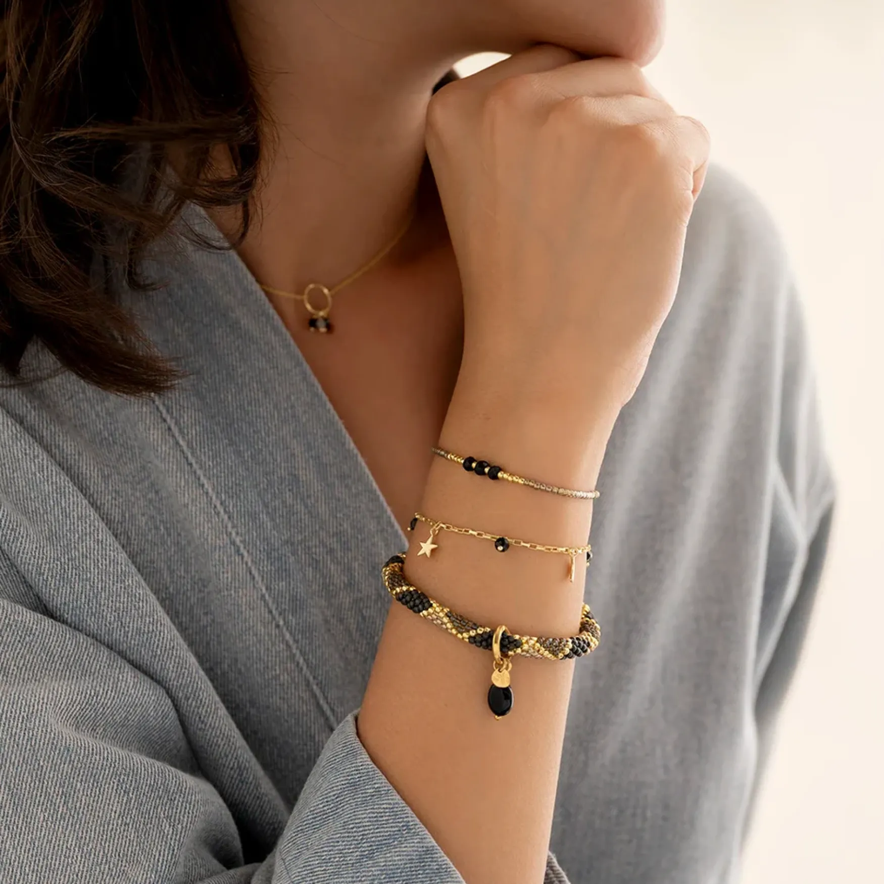 Sale A Beautiful Story Decent black onyx bracelet