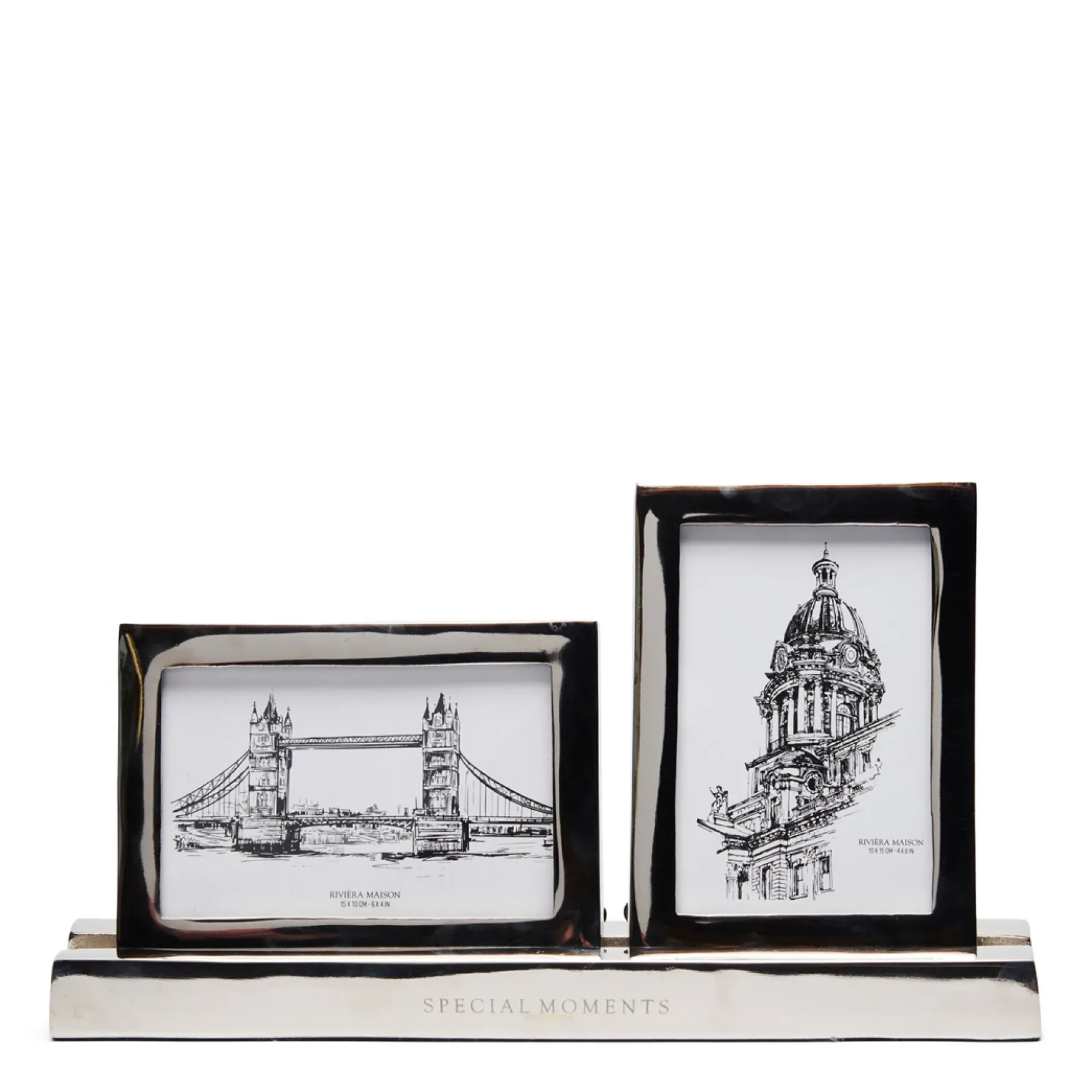 Outlet Rivièra Maison Double photo frame silver 10x15