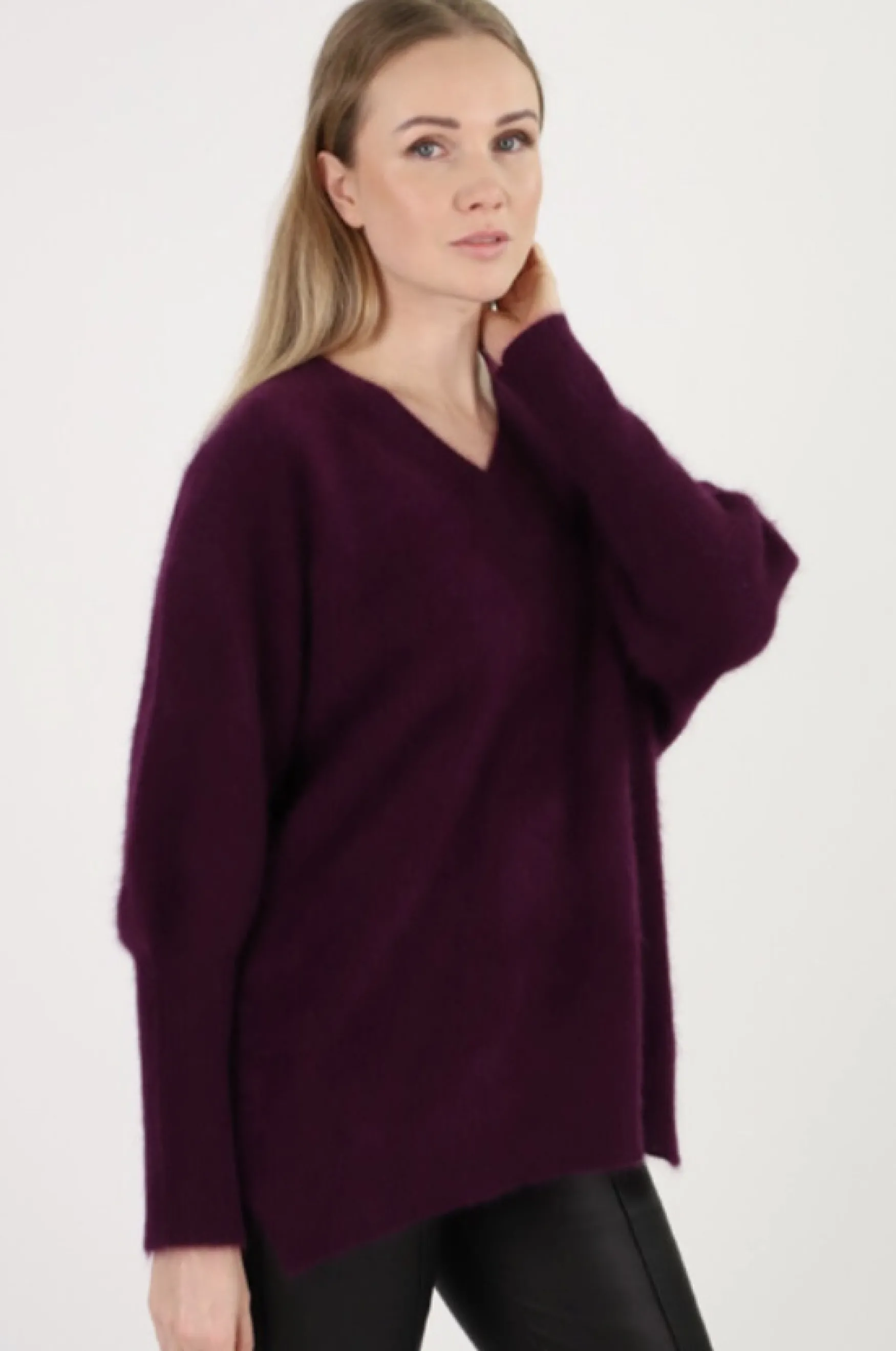Outlet Estheme Cachemire Estheme v-neck bat sleeve pullover, noir