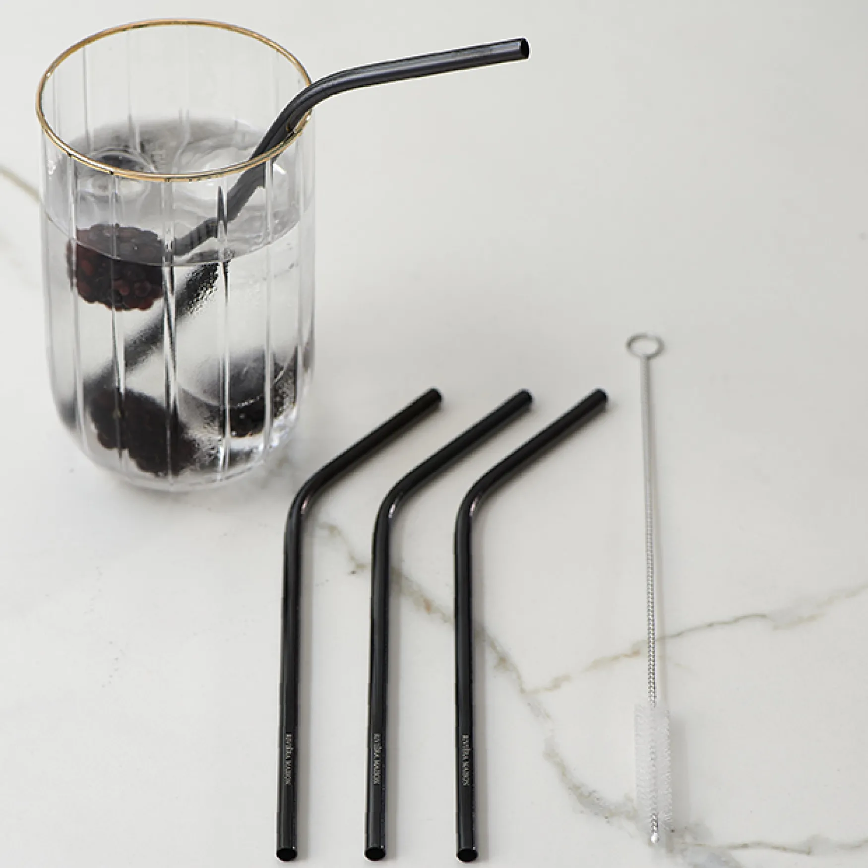 Fashion Rivièra Maison Happy straws metal 4 pcs, black