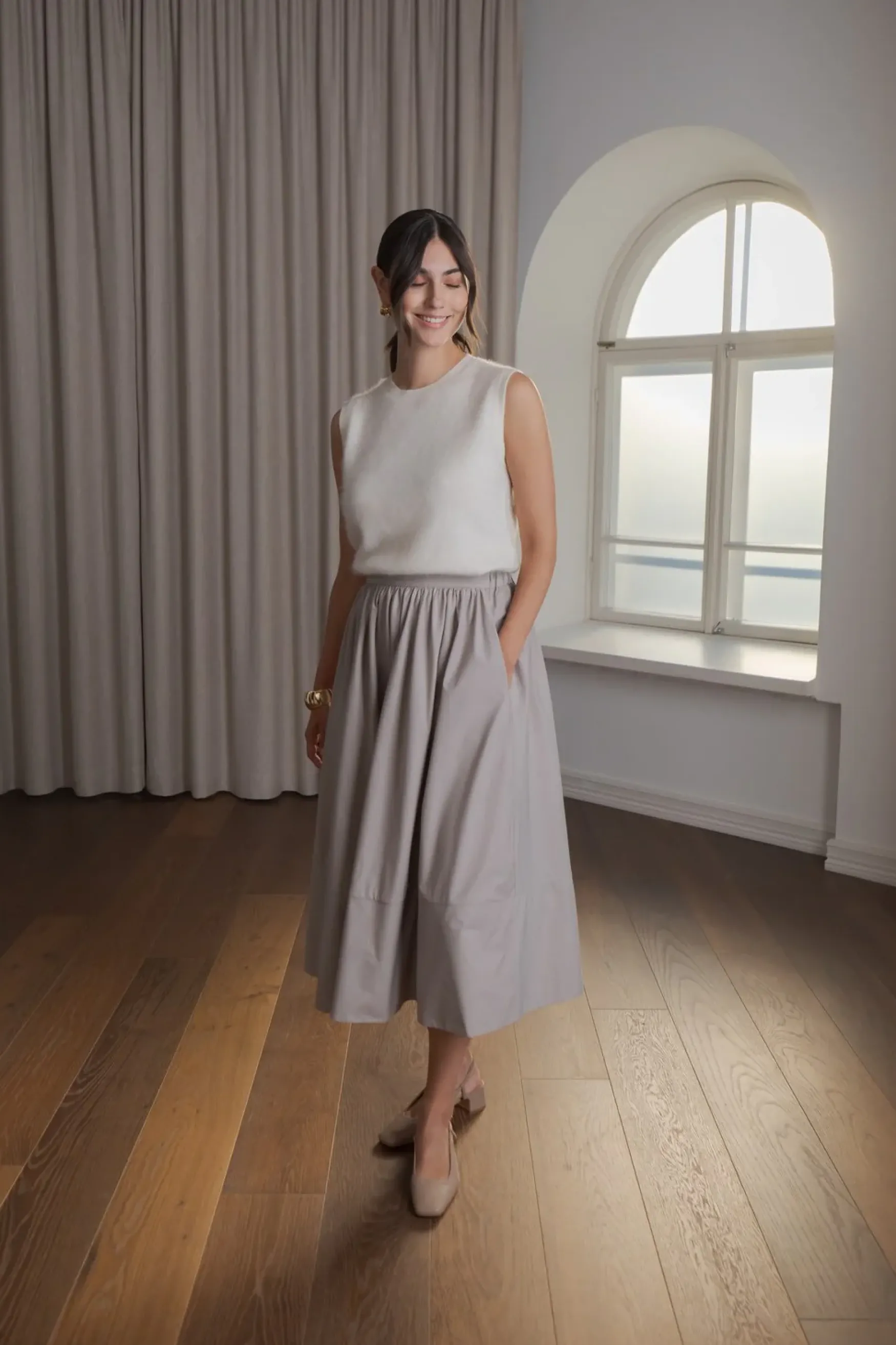 Discount Original Story Kali sleeveless cashmere top, cream