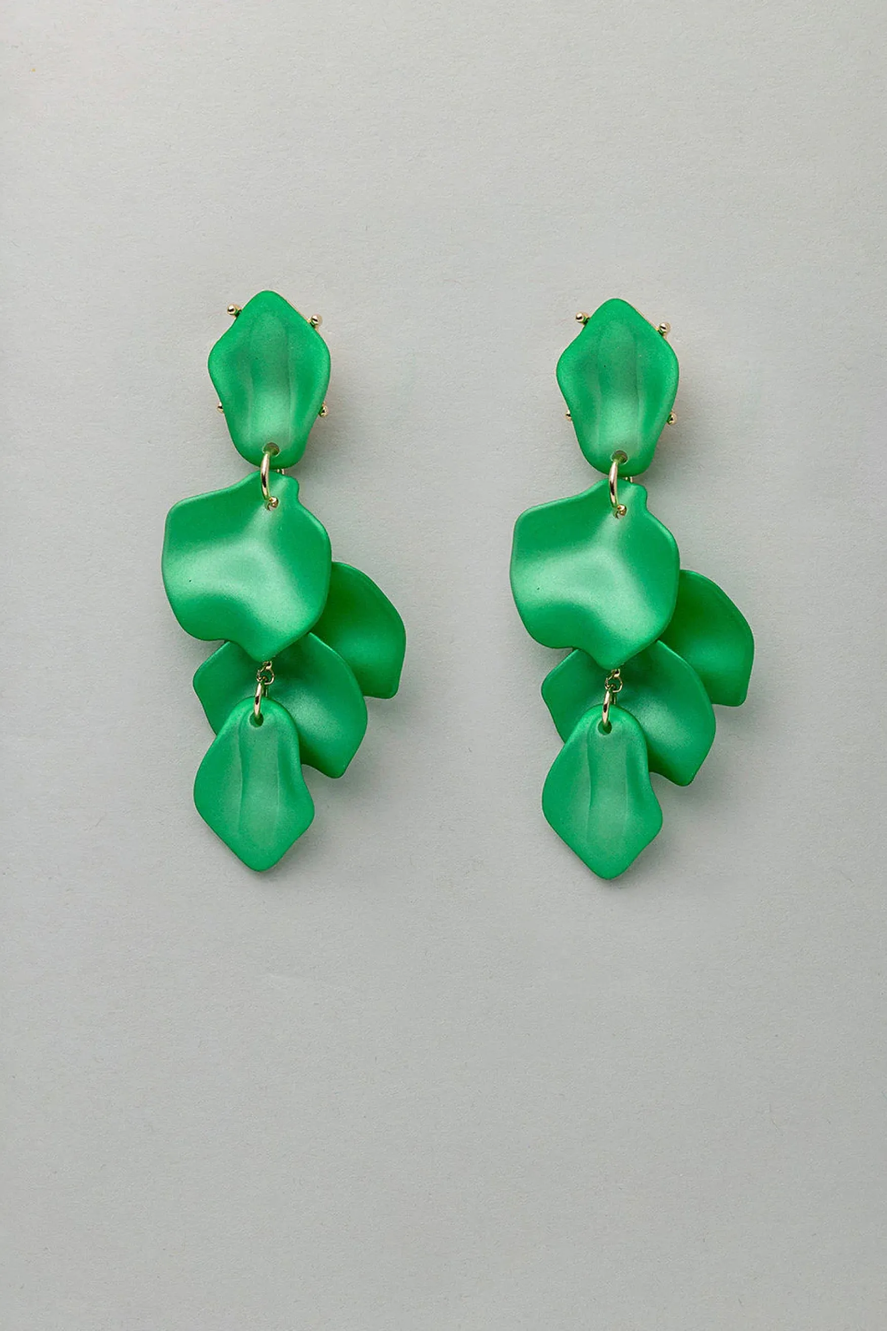Discount BOW19 details Leaf earrings, metallic strong green