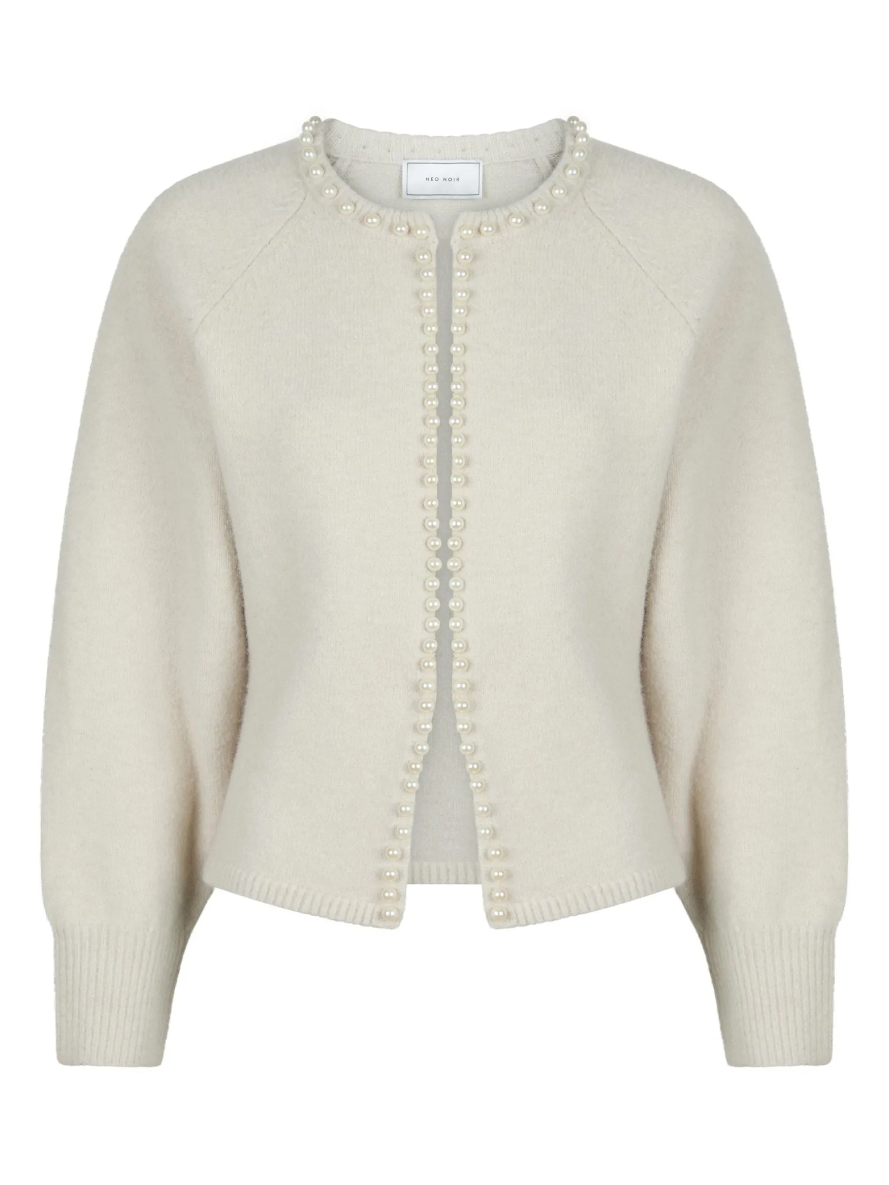 Best Neo Noir Lilly pearl knit cardigan, ivory