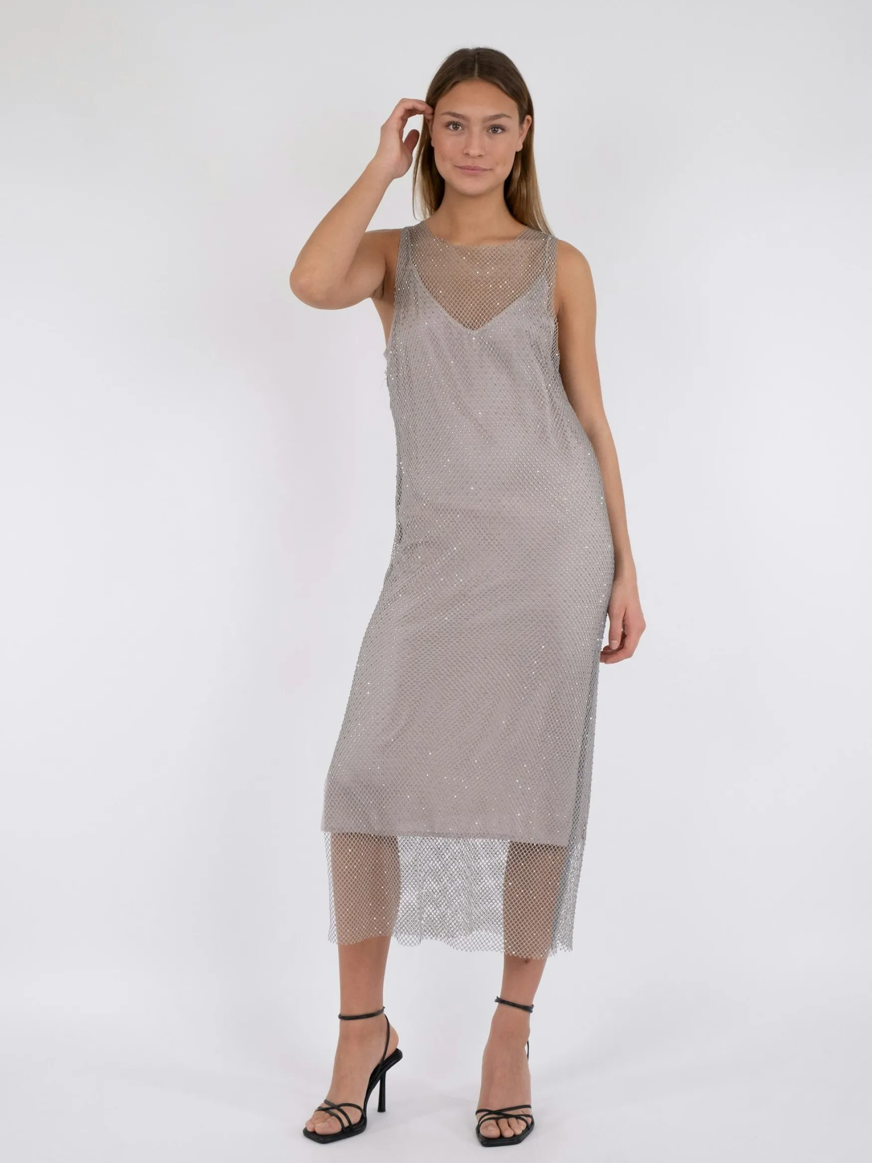 Online Neo Noir Loreen stone dress, silver