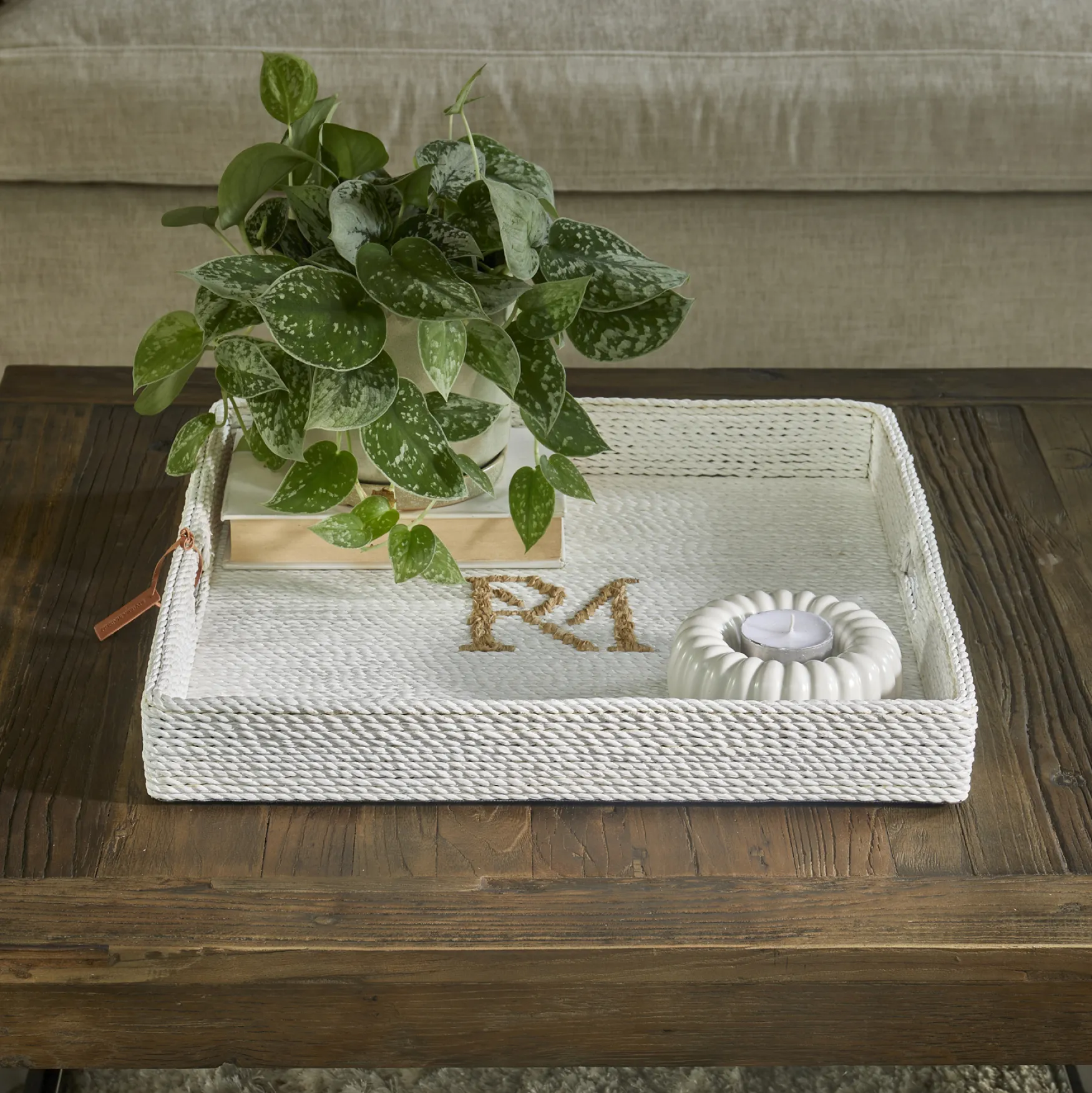 Sale Rivièra Maison Monogram tray white 50x50