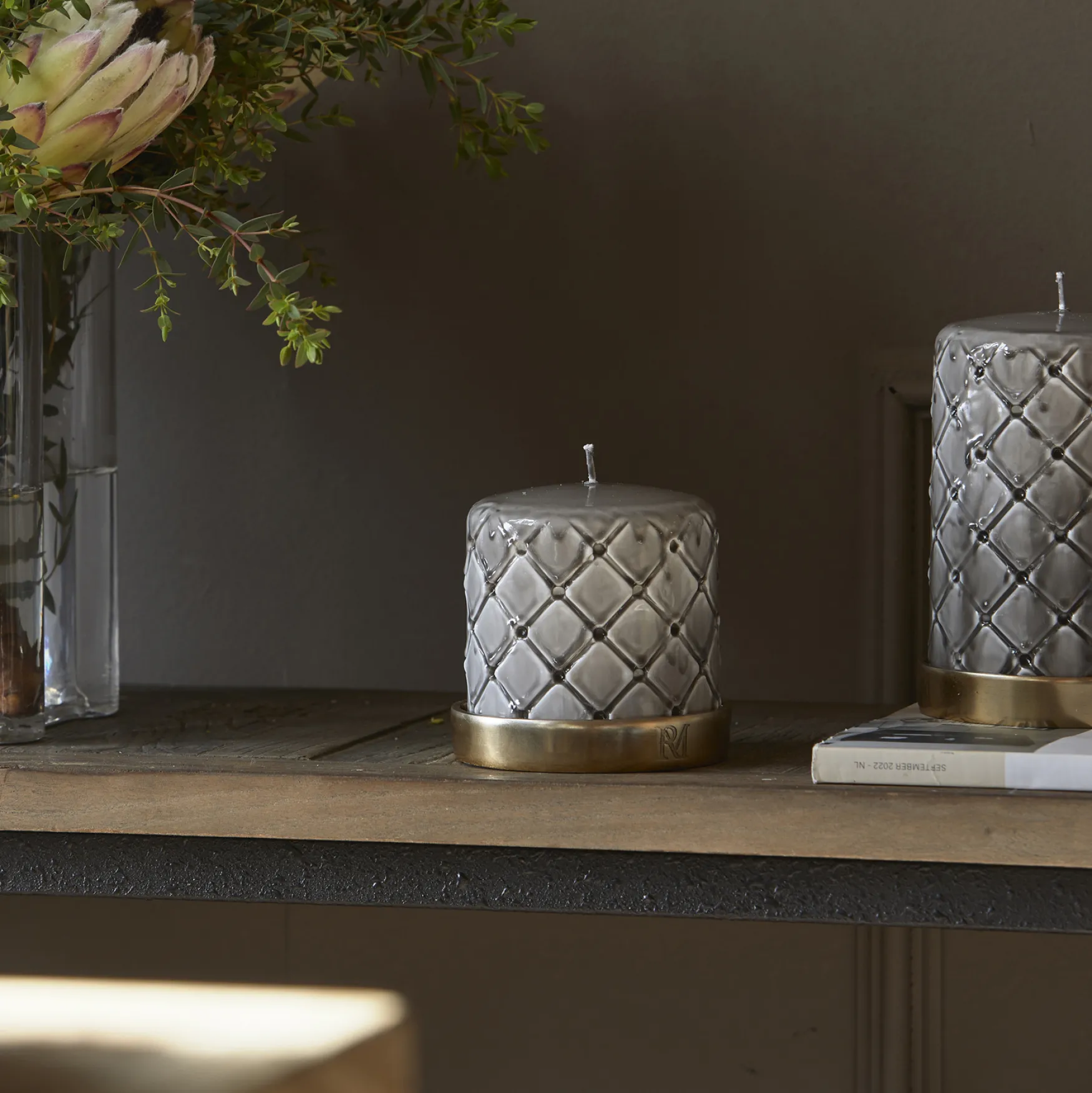 Online Rivièra Maison Pillar candle padded 9,5x10, flax