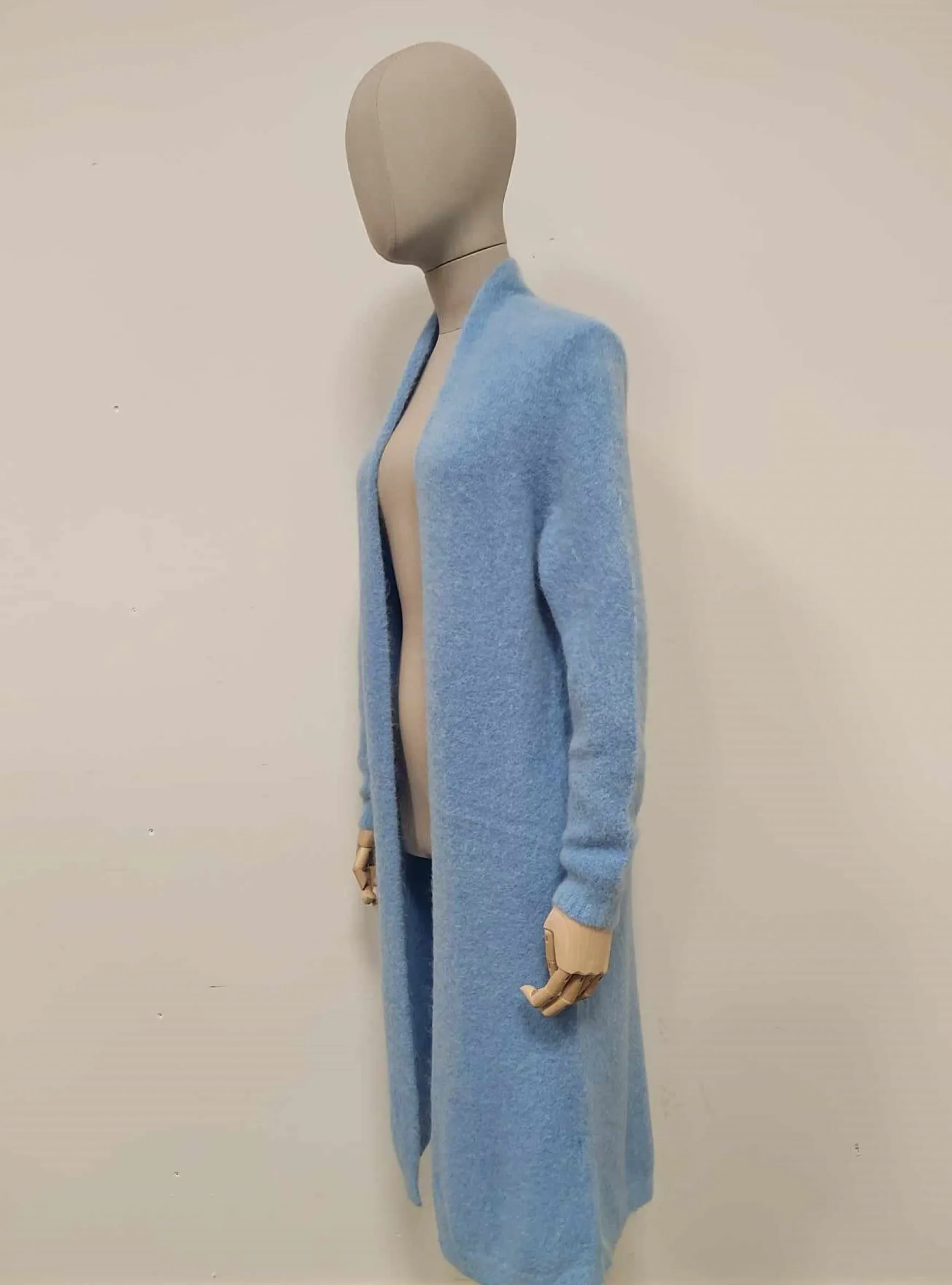 Online Peura Collection Pitkä alpakkaneuletakki, vaaleansininen