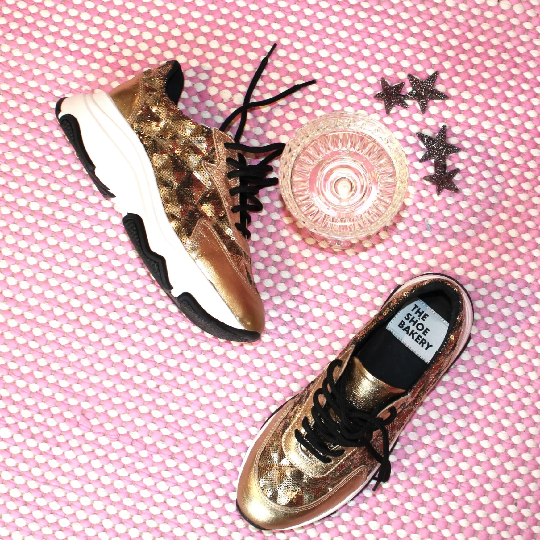 Clearance The Shoe Bakery Poppy sneaker, gold glitter
