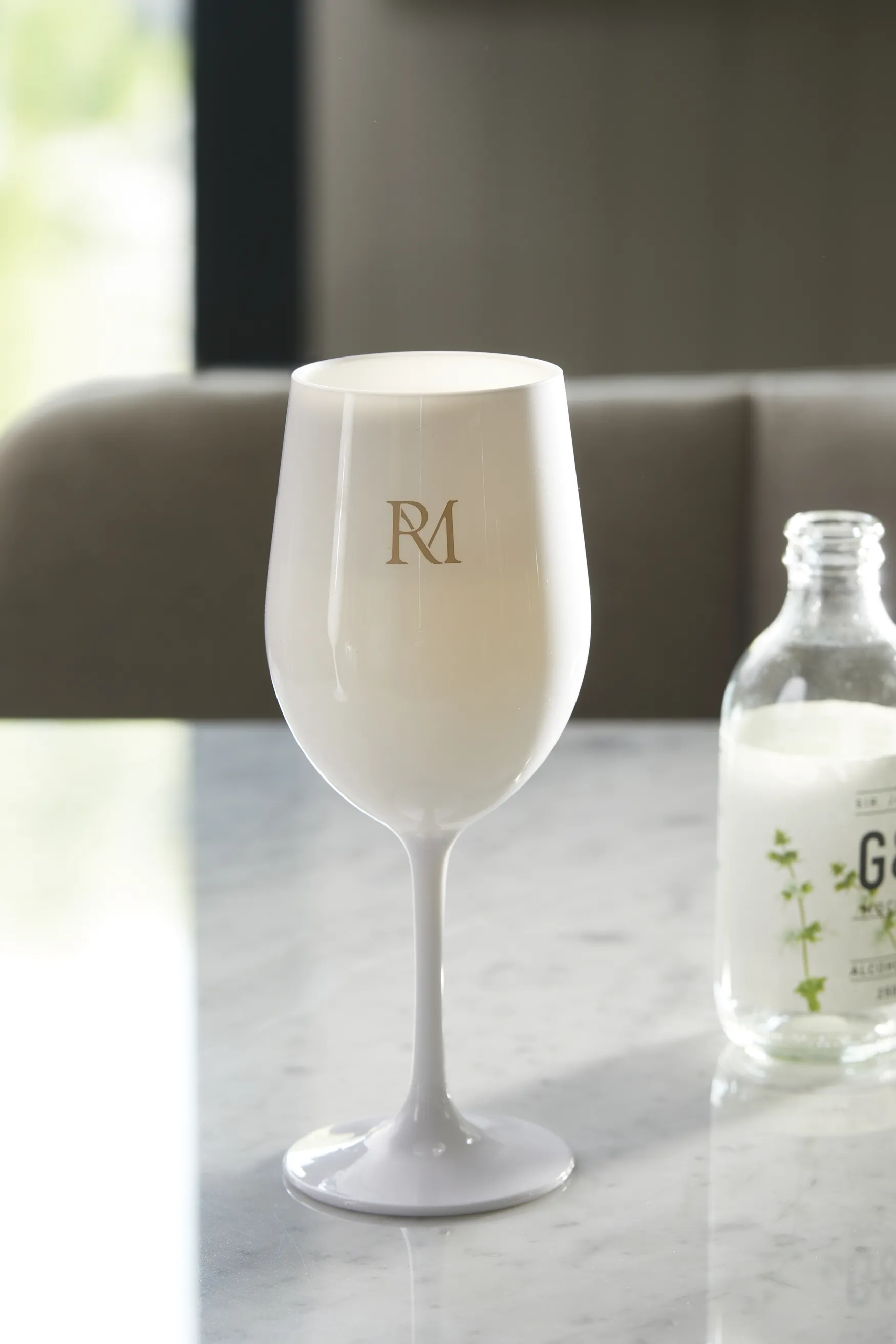 New Rivièra Maison RM monogram outdoor wine glass, white