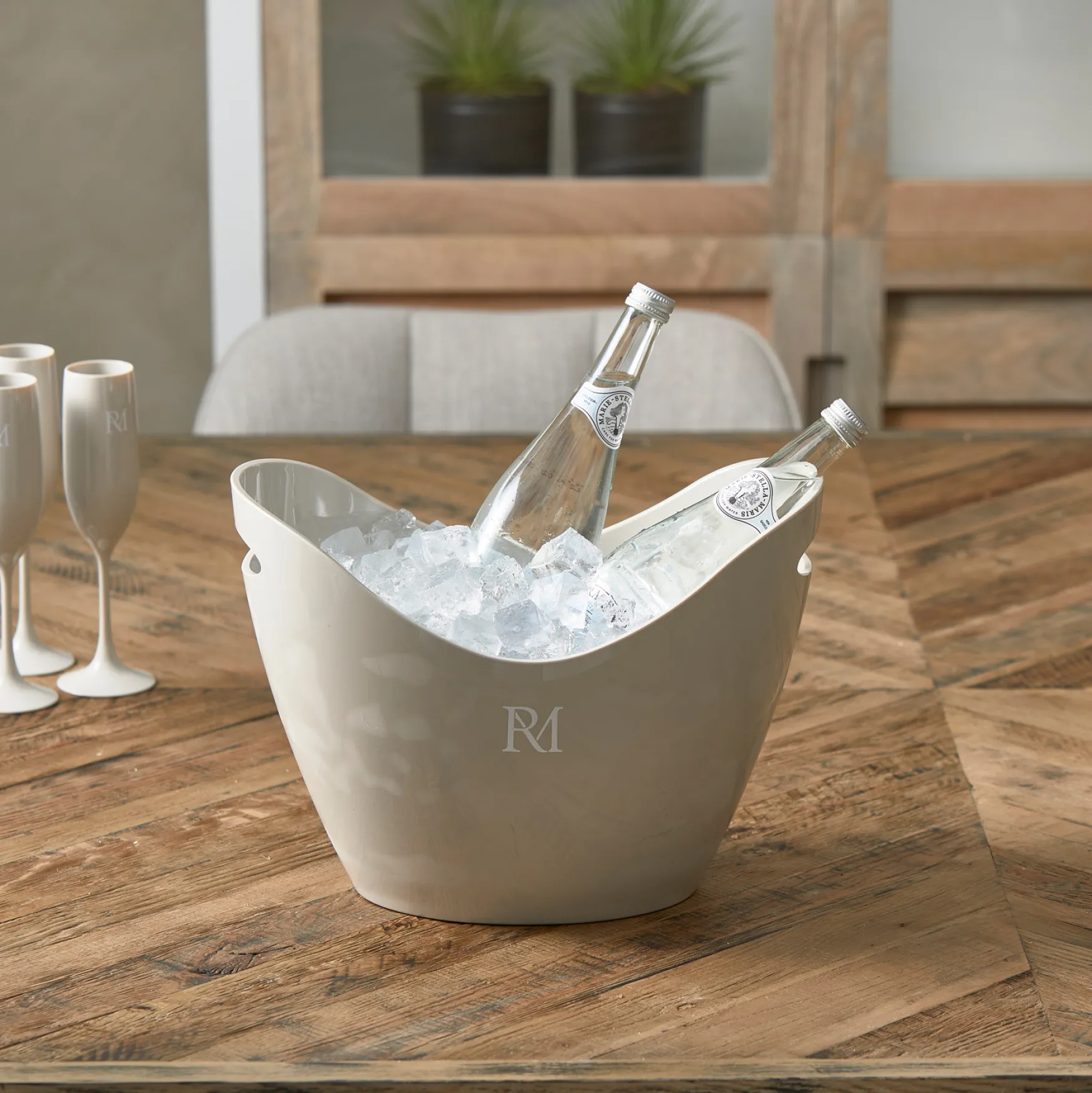Hot Rivièra Maison RM monogram outdoor wine cooler, flax