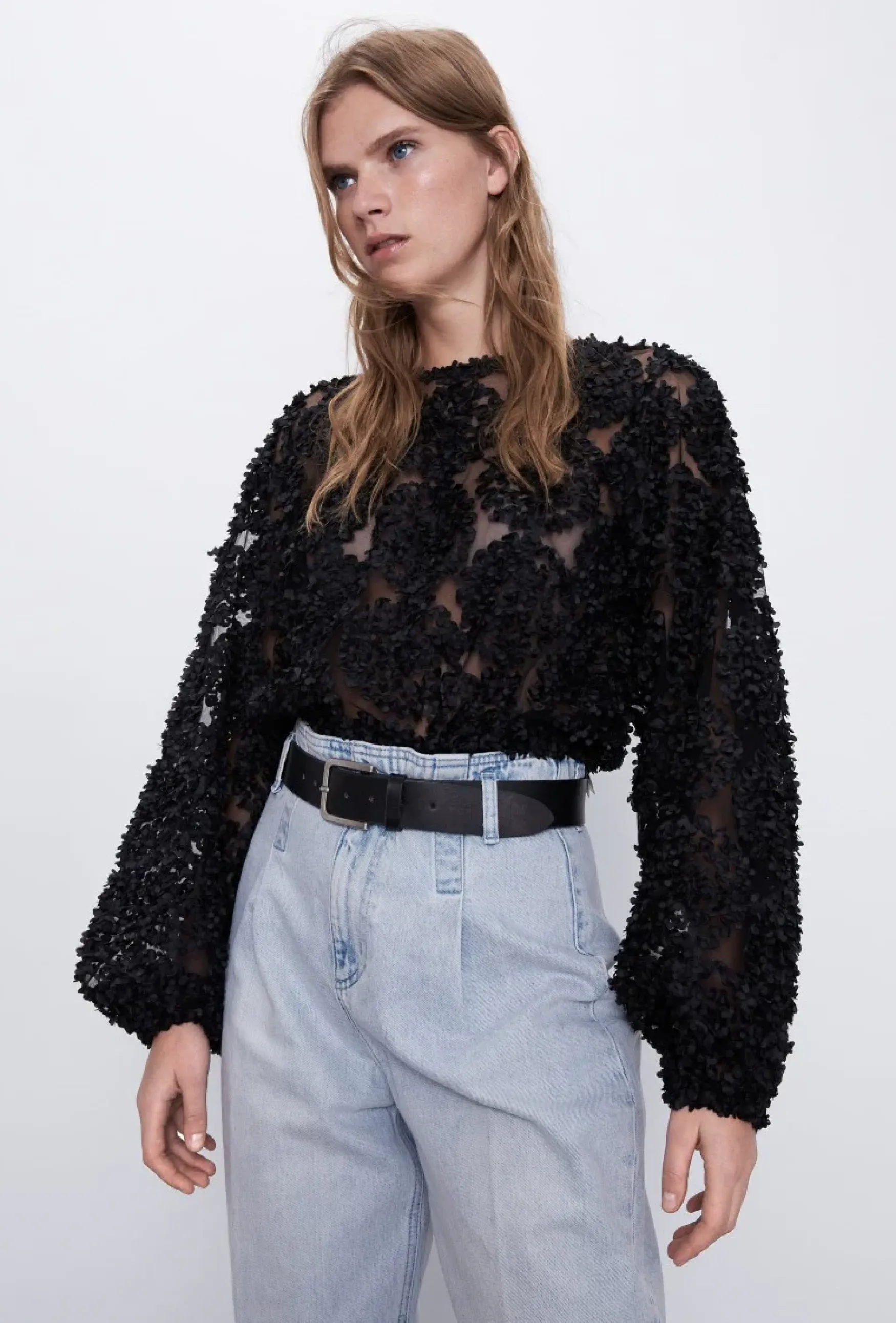 Best Choklate Paris Rosette blouse, black