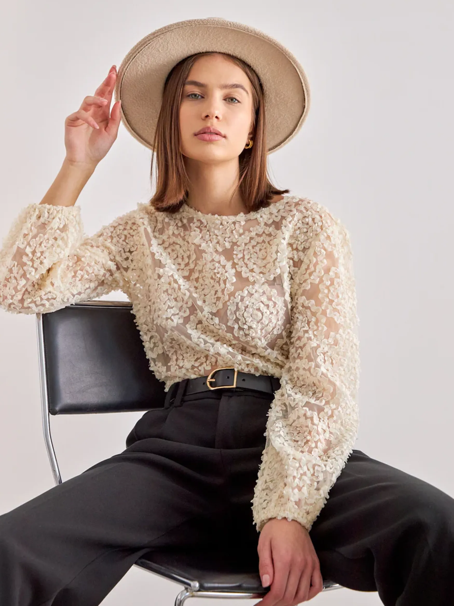 Best Choklate Paris Rosette blouse, ecru