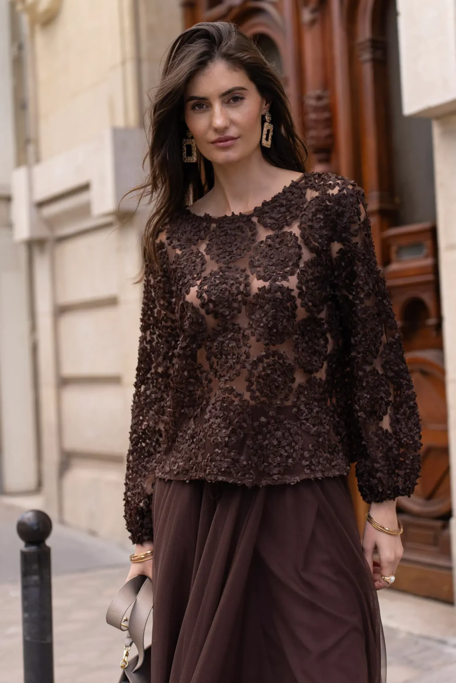 Outlet Choklate Paris Rosette blouse, marron