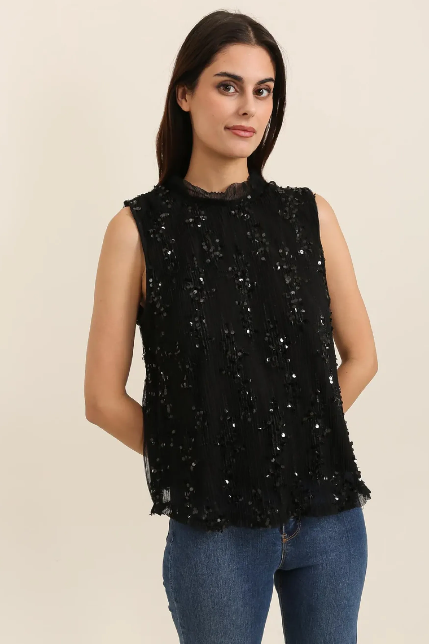 Fashion Choklate Paris Sequins top, noir