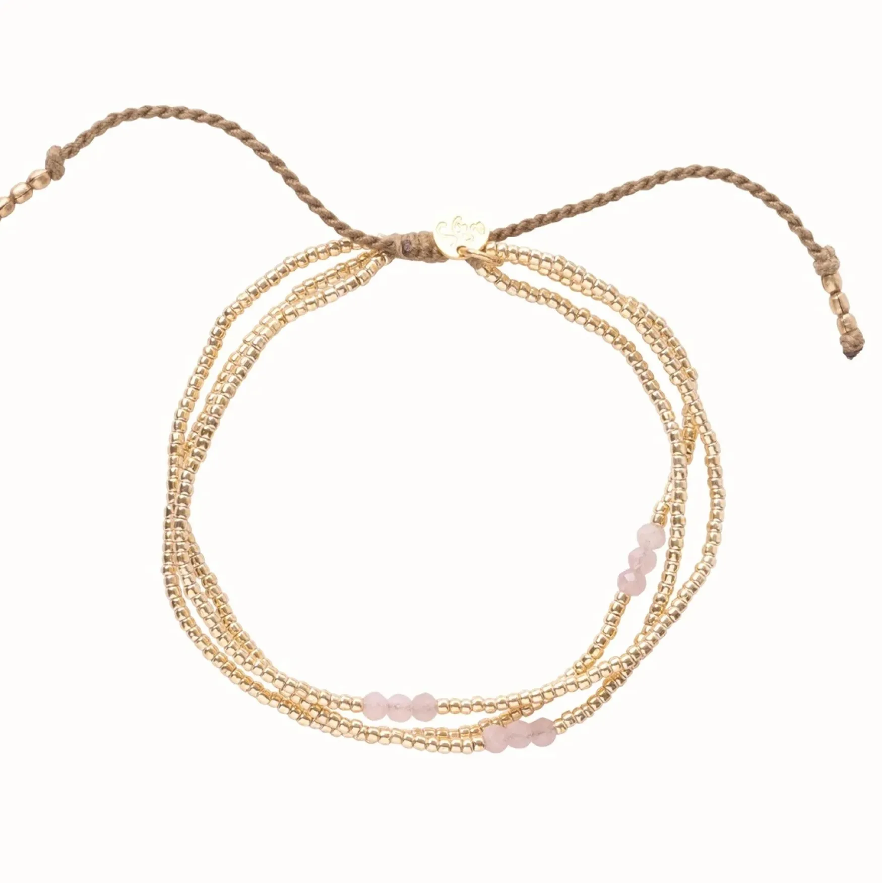 Clearance A Beautiful Story Shiny rose quartz gold bracelet