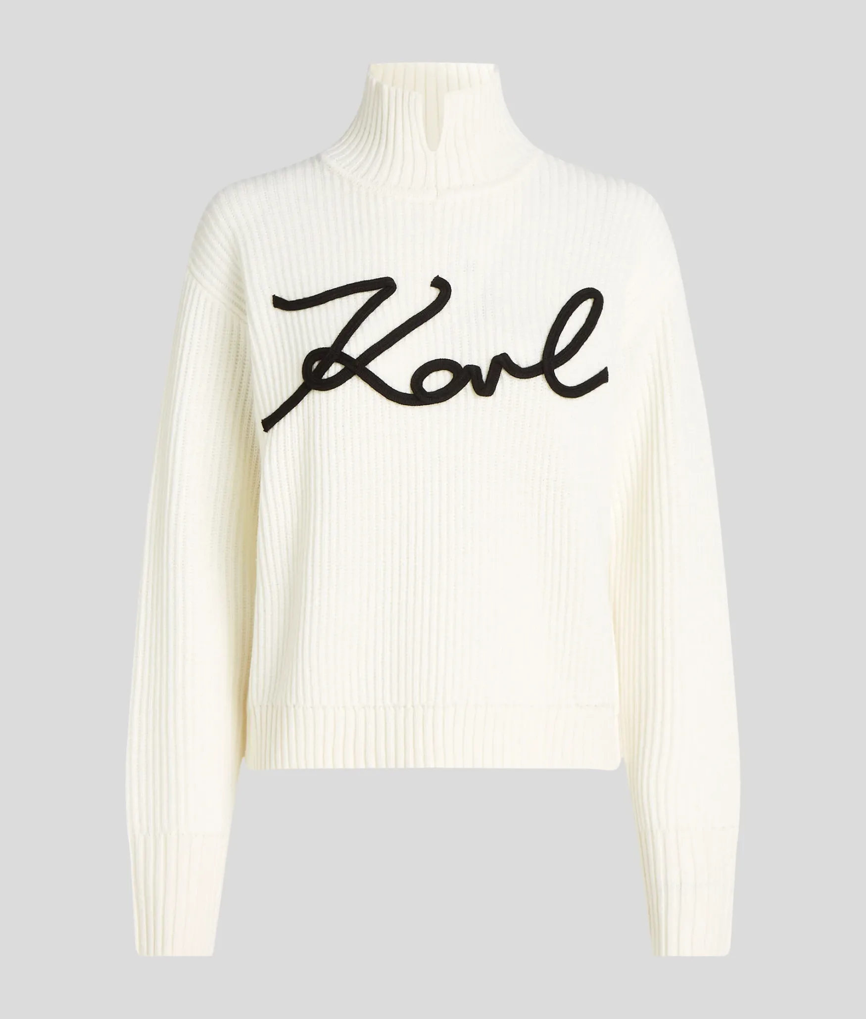 Sale KARL LAGERFELD Soutache sign chunky knit, white/black