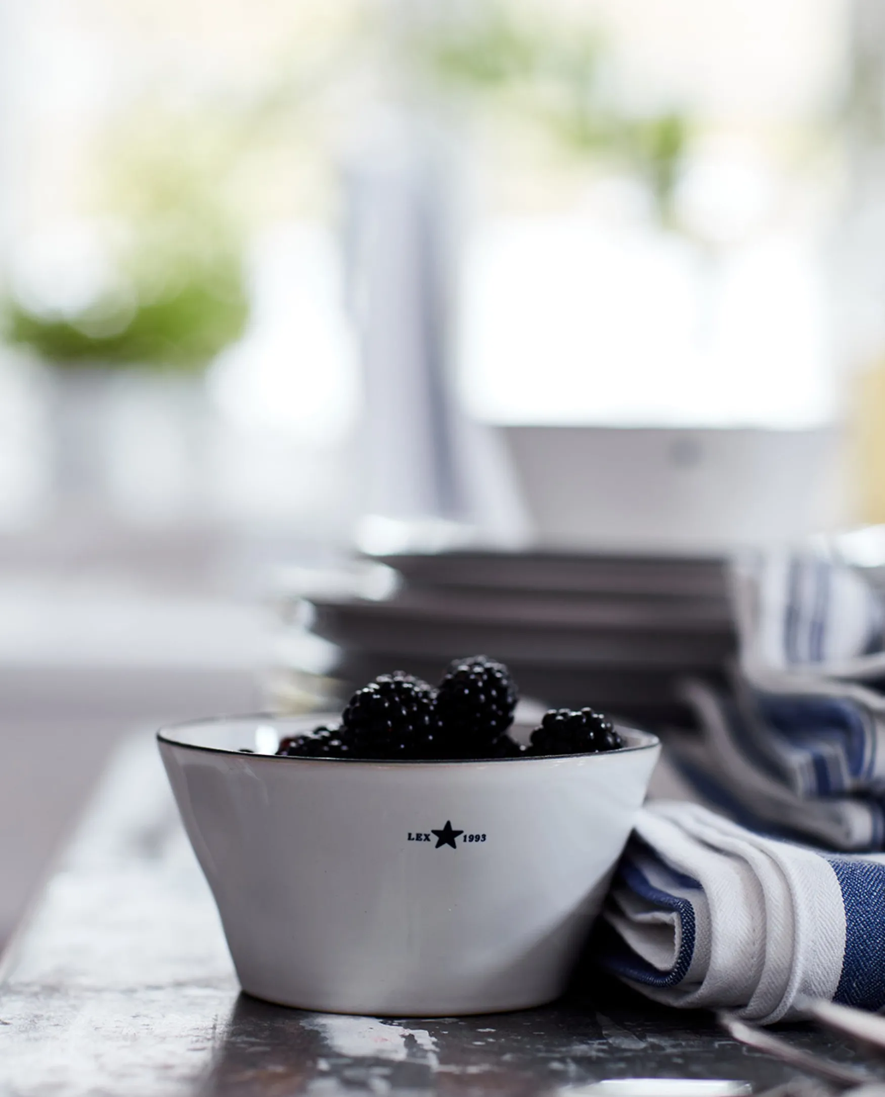 Discount Lexington Company Stoneware bowl, white/dark blue