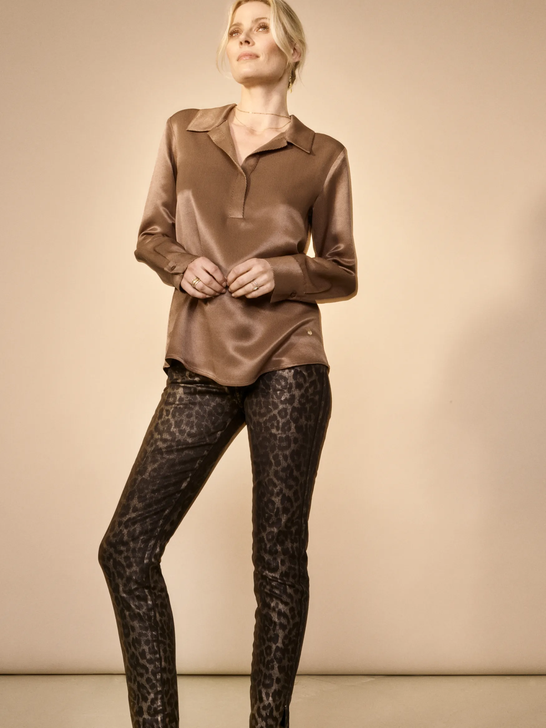 New Mos Mosh Sumner animal coated jeans ankle, gold