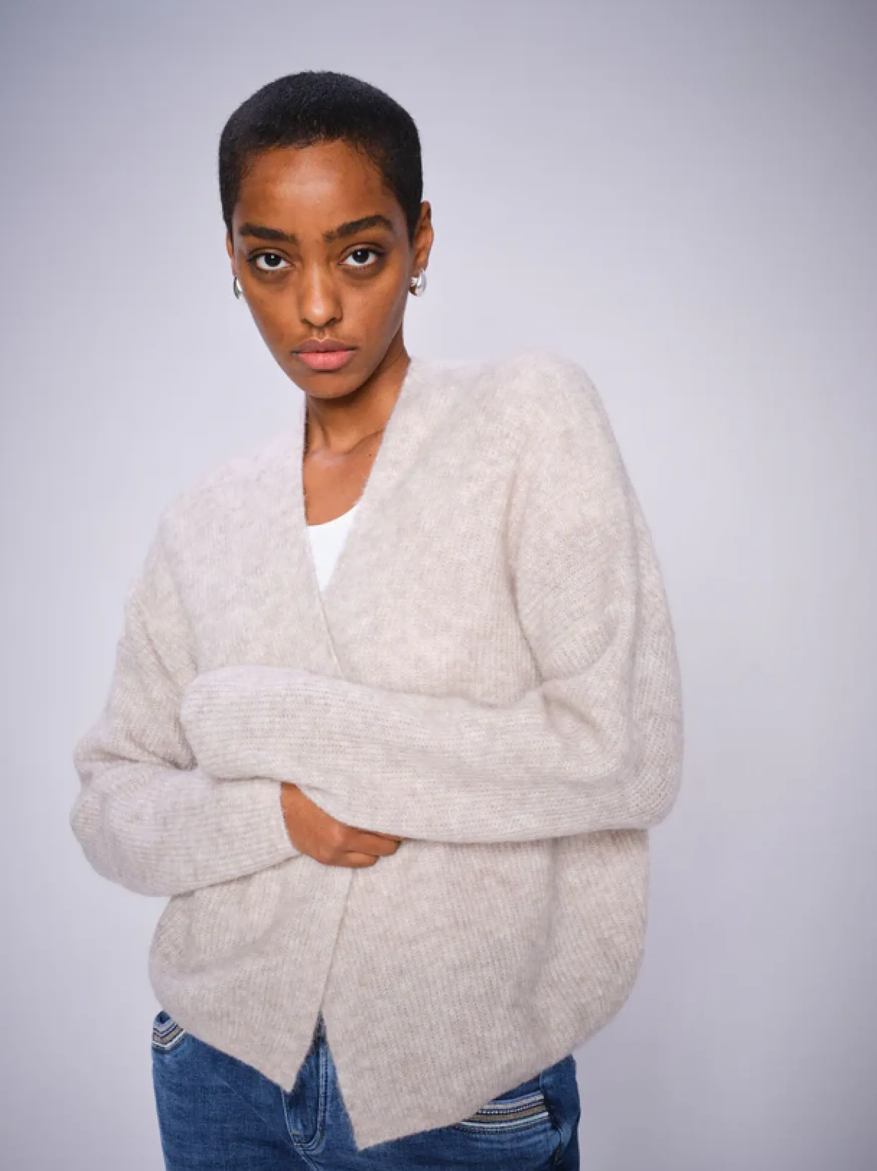 Online Mos Mosh Thora relax knit cardigan, feather gray
