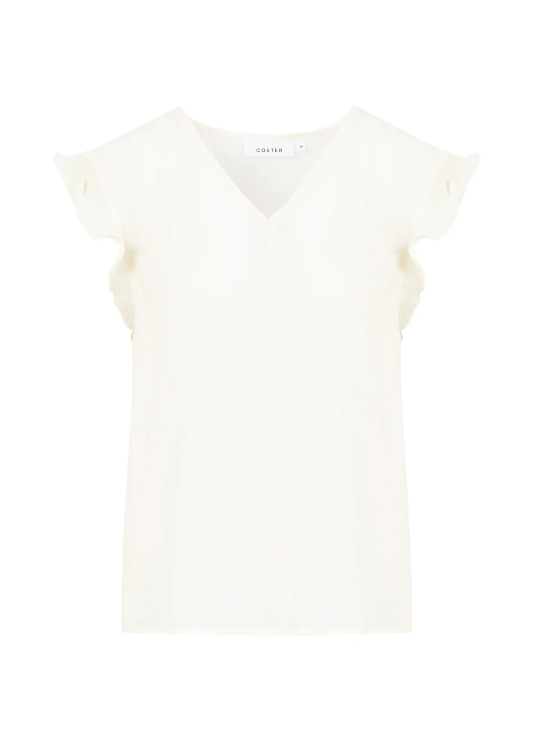 Clearance Coster Copenhagen Top with ruffles in v-neck, creme