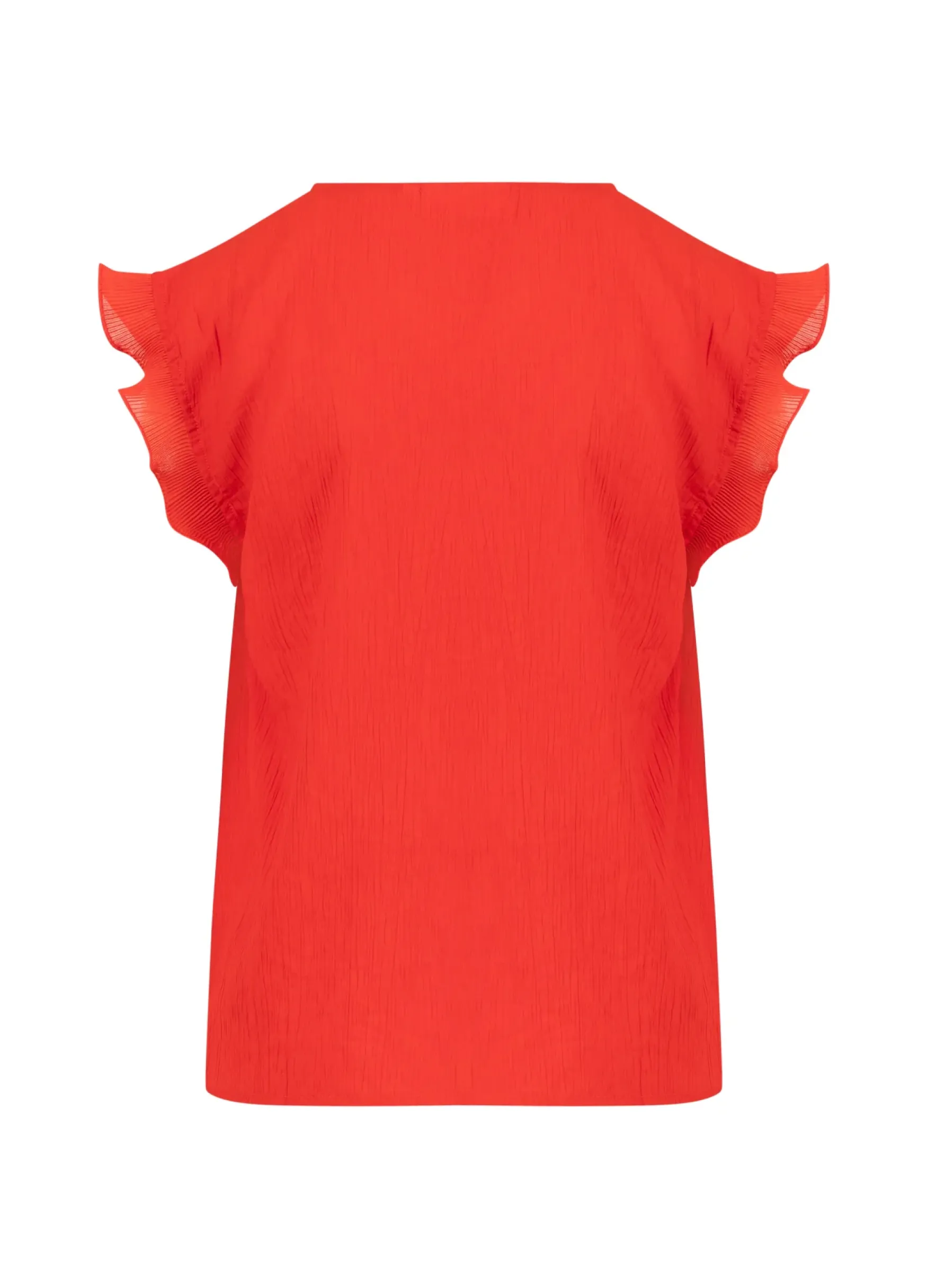 Discount Coster Copenhagen Top with ruffles in v-neck, scarlet red