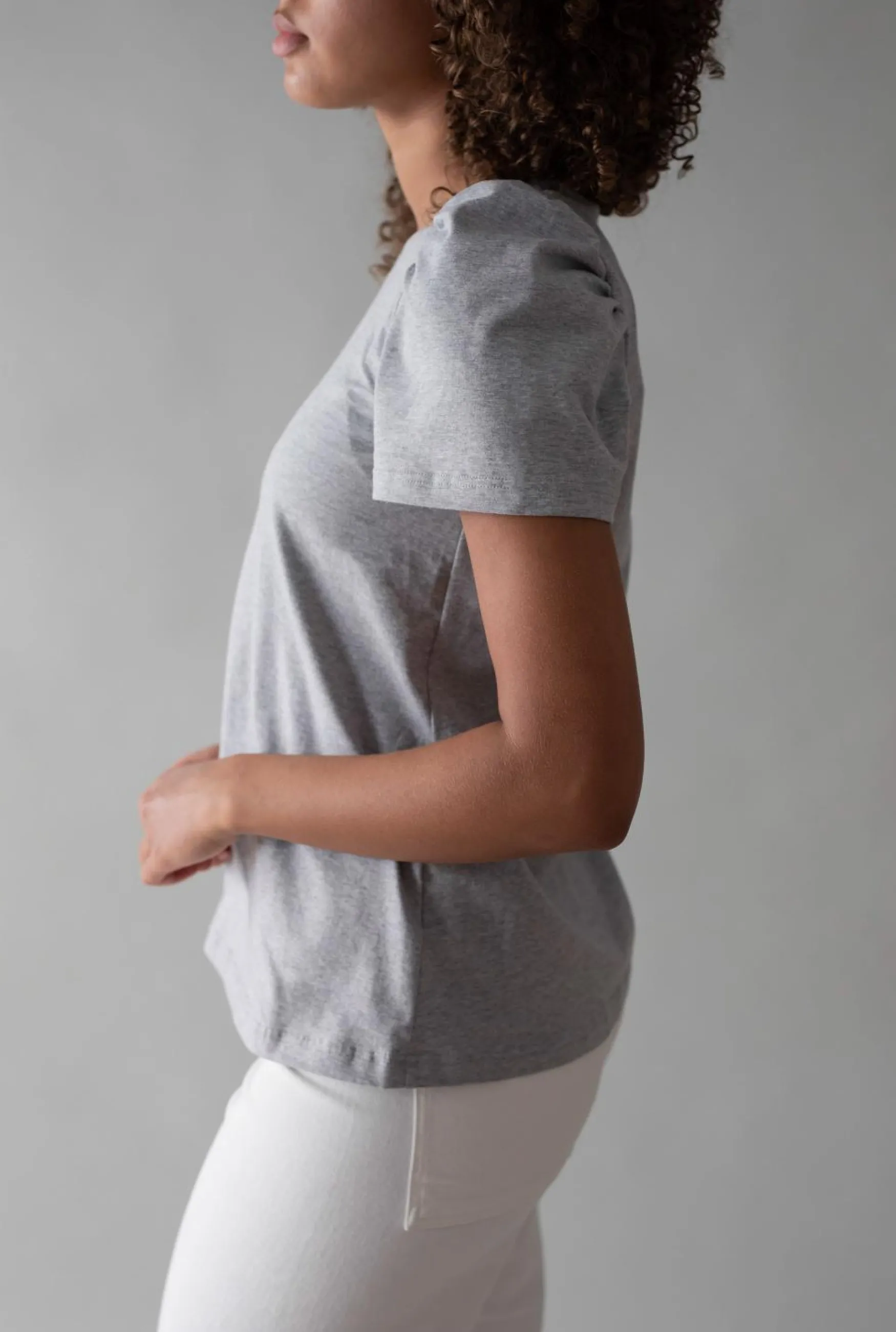 Sale GAUHAR Helsinki T-shirt puff shoulder, grey melange