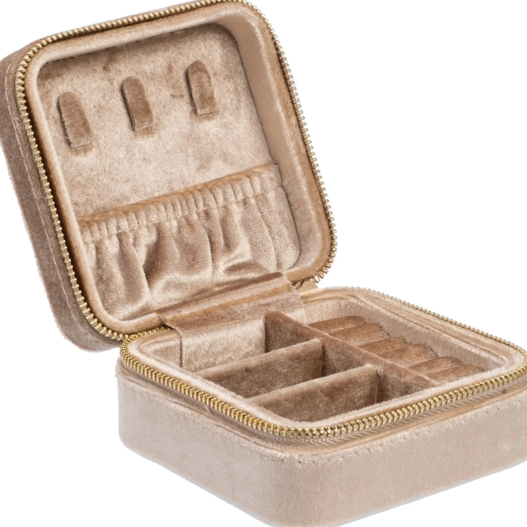 Online DARK department Velvet jewellery box mini, sparkled champagne
